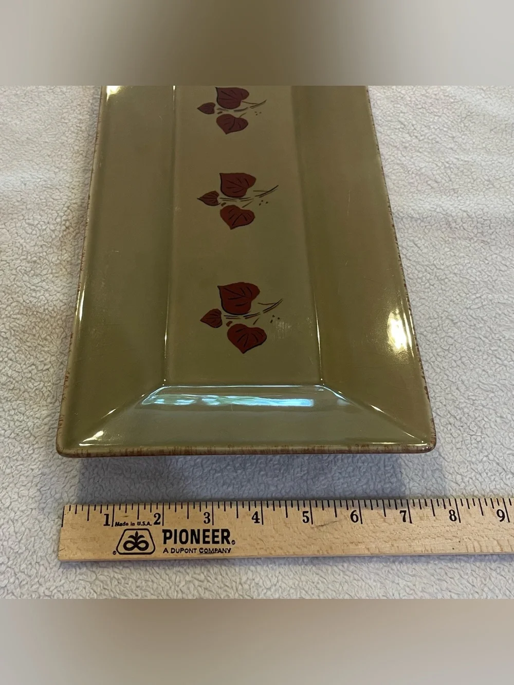Vintage Portugal Ceramic Tray Olive Green MCM